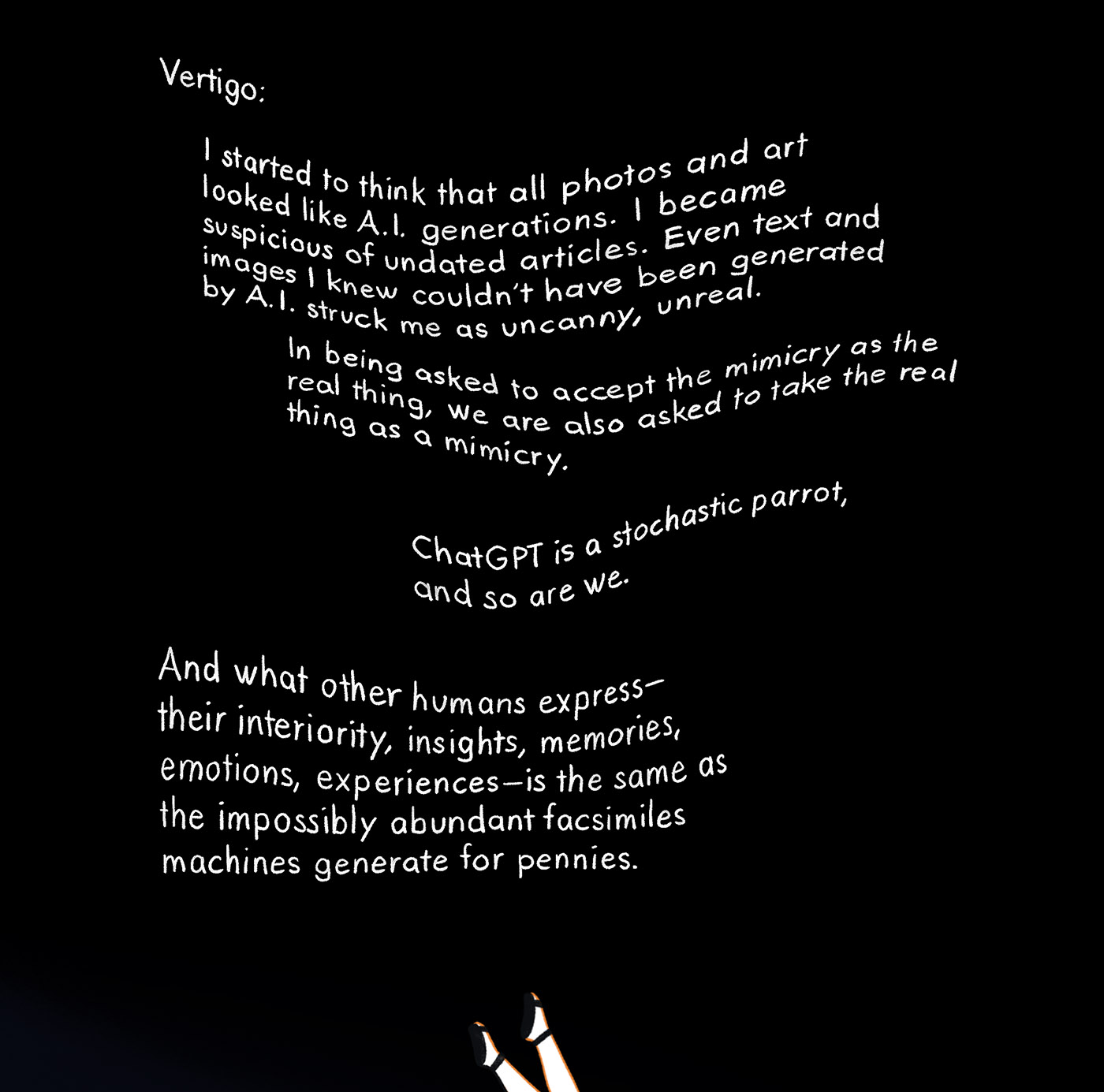 A mother and child falling downward.